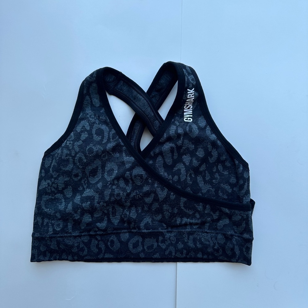 Grey gym shark sports bra
